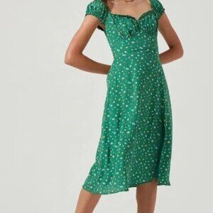 ASTR - Floral Sweetheart Puff Sleeve Midi Dress - Size Small